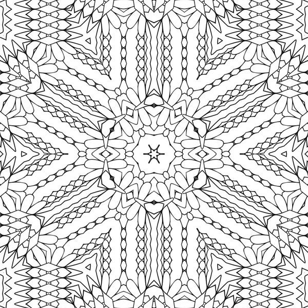 Caleidoscopio Complejo Mandala Para Colorear Libro Líneas Negras Sobre Fondo —  Fotos de Stock