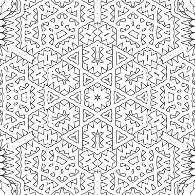 Kompleks Kaleydoskop Mandala. Boyama kitabı için. Beyaz Arkaplanda Siyah Çizgiler. Soyut Geometrik Süsleme