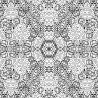 Kompleks Kaleydoskop Mandala. Boyama kitabı için. Beyaz Arkaplanda Siyah Çizgiler. Soyut Geometrik Süsleme