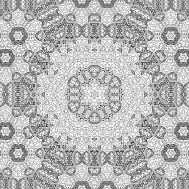 Kompleks Kaleydoskop Mandala. Boyama kitabı için. Beyaz Arkaplanda Siyah Çizgiler. Soyut Geometrik Süsleme