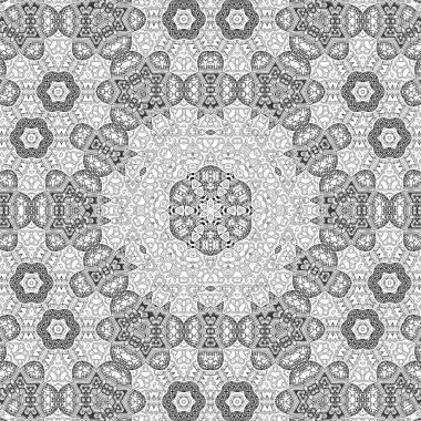 Kompleks Kaleydoskop Mandala. Boyama kitabı için. Beyaz Arkaplanda Siyah Çizgiler. Soyut Geometrik Süsleme