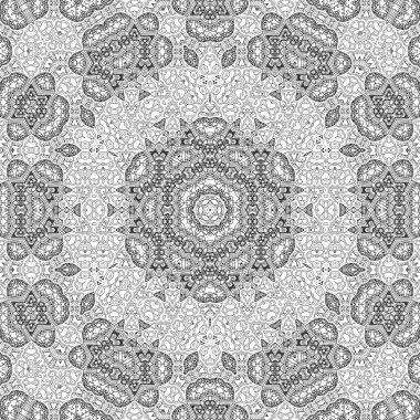 Kompleks Kaleydoskop Mandala. Boyama kitabı için. Beyaz Arkaplanda Siyah Çizgiler. Soyut Geometrik Süsleme