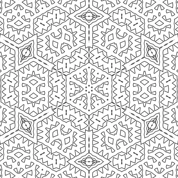 Complexe Kaléidoscope Mandala Pour Coloriage Lignes Noires Sur Fond Blanc — Photo