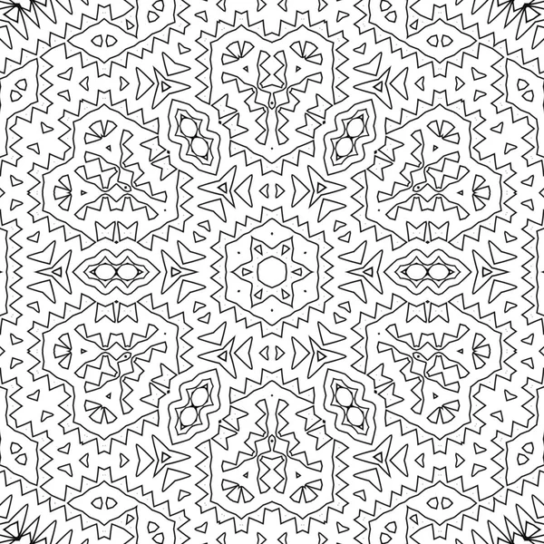 Complex Kaleidoscope Mandala Coloring Book Black Lines White Background Abstract — Stock Photo, Image