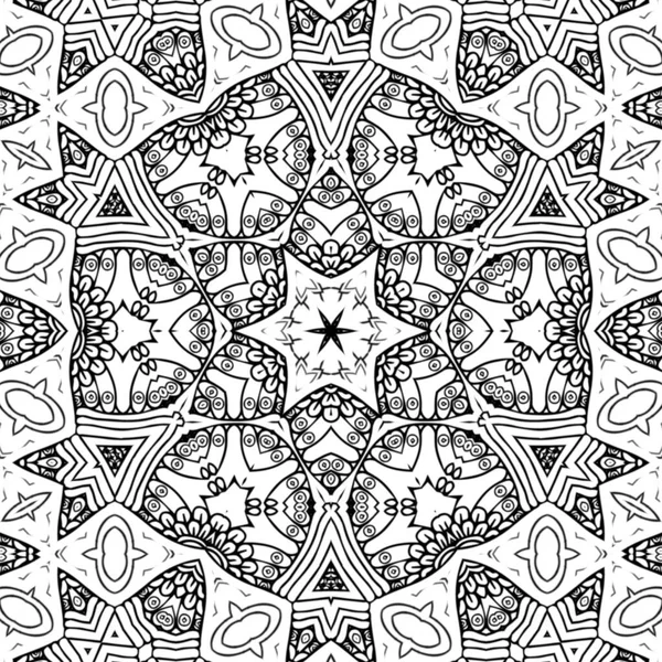 Komplexní Kaleidoskop Mandala Pro Omalovánky Černé Čáry Bílém Pozadí Abstraktní — Stock fotografie