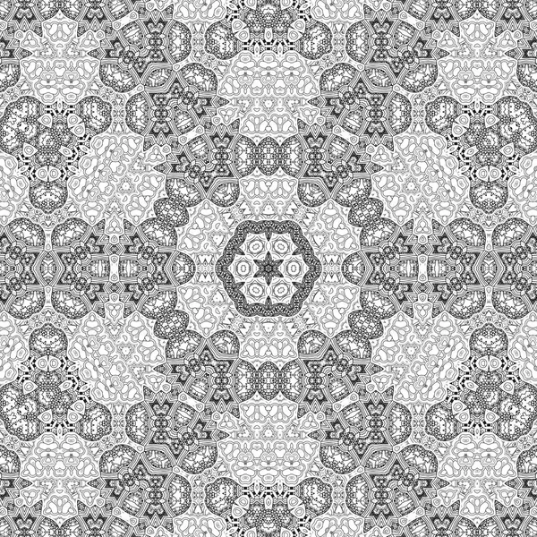 Complex Kaleidoscope Mandala Coloring Book Black Lines White Background Abstract — Stockfoto