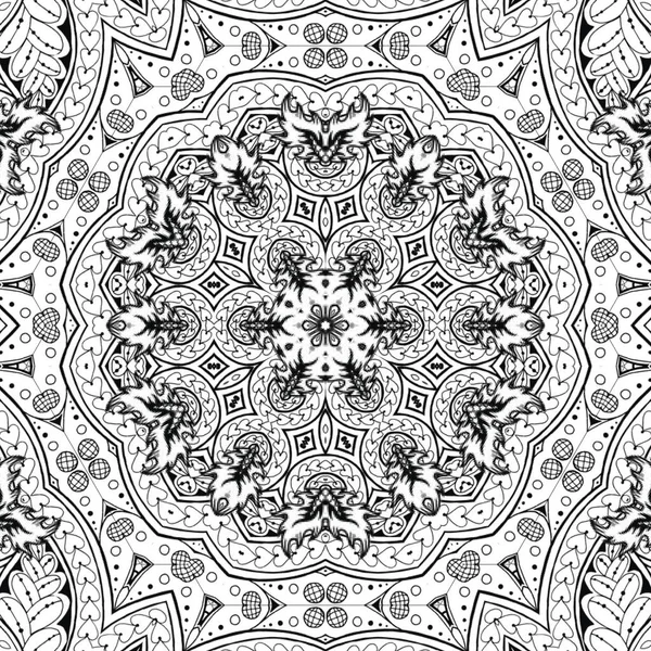 Komplexní Kaleidoskop Mandala Pro Omalovánky Černé Čáry Bílém Pozadí Abstraktní — Stock fotografie