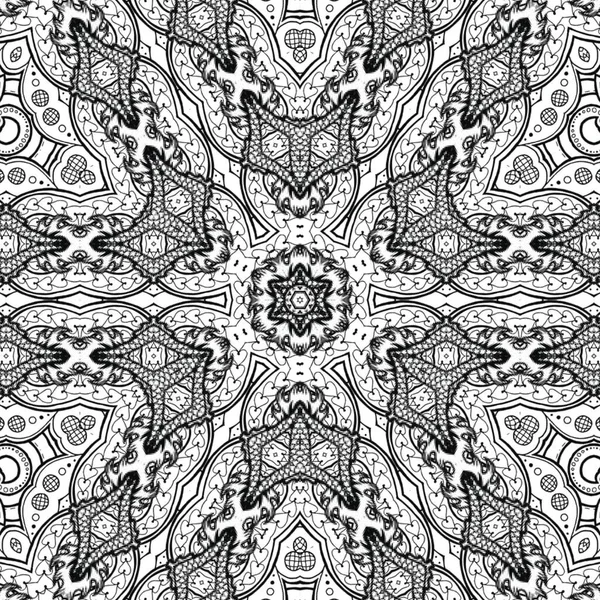 Komplexní Kaleidoskop Mandala Pro Omalovánky Černé Čáry Bílém Pozadí Abstraktní — Stock fotografie