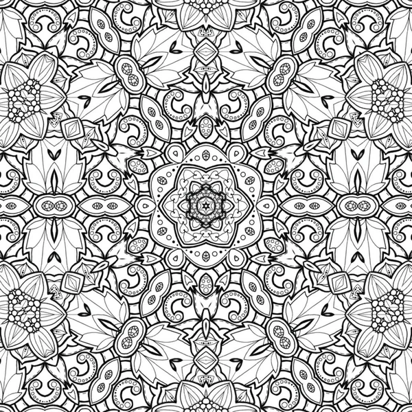 Complex Kaleidoscope Mandala. For Coloring Book. Black Lines on White Background. Abstract Geometric Ornament