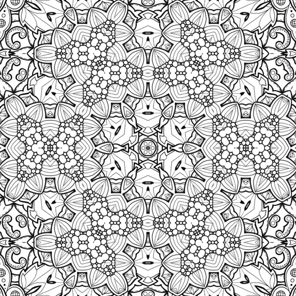 Complex Kaleidoscope Mandala. For Coloring Book. Black Lines on White Background. Abstract Geometric Ornament