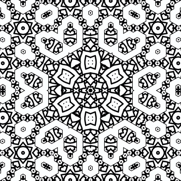 Complexe Kaléidoscope Mandala Pour Coloriage Lignes Noires Sur Fond Blanc — Photo