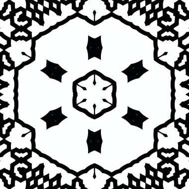 Kompleks Kaleydoskop Mandala. Boyama kitabı için. Beyaz Arkaplanda Siyah Çizgiler. Soyut Geometrik Süsleme