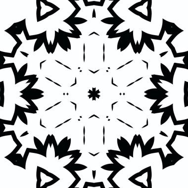 Kompleks Kaleydoskop Mandala. Boyama kitabı için. Beyaz Arkaplanda Siyah Çizgiler. Soyut Geometrik Süsleme