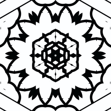Kompleks Kaleydoskop Mandala. Boyama kitabı için. Beyaz Arkaplanda Siyah Çizgiler. Soyut Geometrik Süsleme