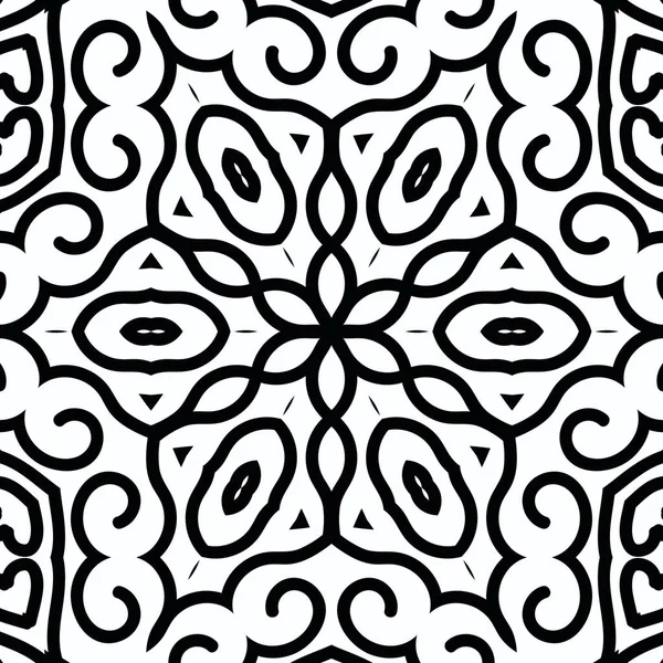 Complex Kaleidoscope Mandala Coloring Book Black Lines White Background Abstract — Stock Photo, Image