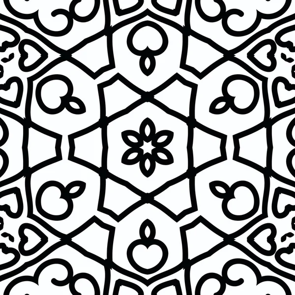 Complex Kaleidoscope Mandala Coloring Book Black Lines White Background Abstract — Stock Photo, Image