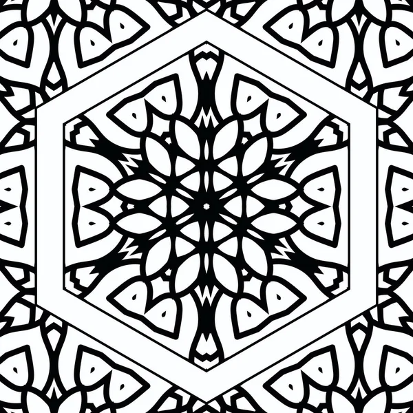 Caleidoscopio Complejo Mandala Para Colorear Libro Líneas Negras Sobre Fondo — Foto de Stock