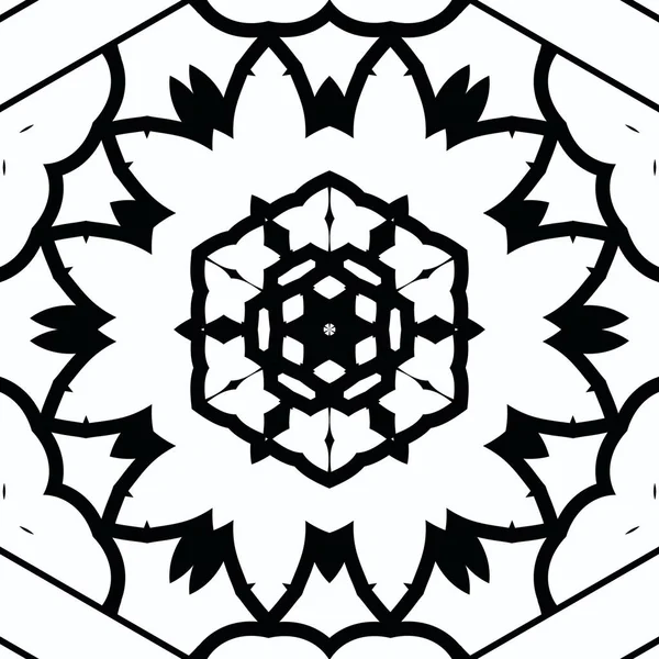 Complex Kaleidoscope Mandala Coloring Book Black Lines White Background Abstract — Stockfoto