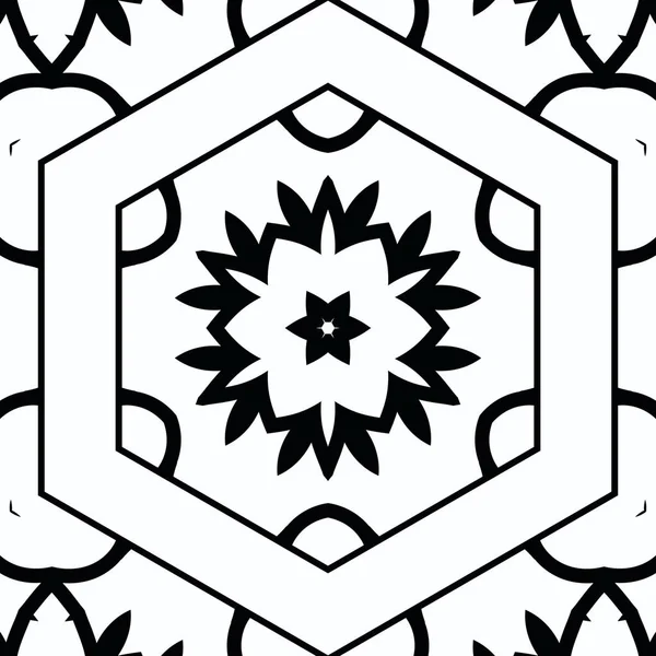 Complex Kaleidoscope Mandala Coloring Book Black Lines White Background Abstract — Stockfoto