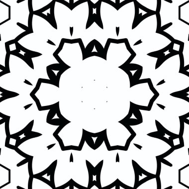 Kompleks Kaleydoskop Mandala. Boyama kitabı için. Beyaz Arkaplanda Siyah Çizgiler. Soyut Geometrik Süsleme