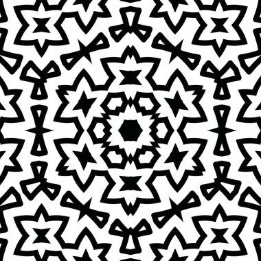 Kompleks Kaleydoskop Mandala. Boyama kitabı için. Beyaz Arkaplanda Siyah Çizgiler. Soyut Geometrik Süsleme