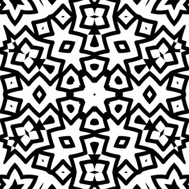 Kompleks Kaleydoskop Mandala. Boyama kitabı için. Beyaz Arkaplanda Siyah Çizgiler. Soyut Geometrik Süsleme