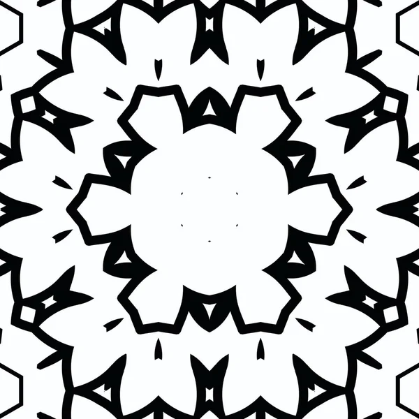 Complex Kaleidoscope Mandala Coloring Book Black Lines White Background Abstract — Stockfoto