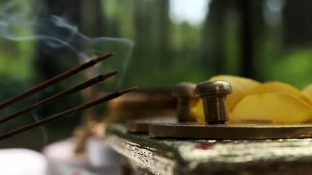 Arathisches Ritual. Rauch von indischen Stöcken — Stockvideo