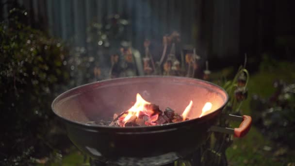 Charbons rouges et chauds scintillent magnifiquement — Video