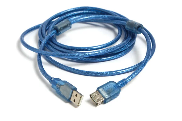 Usb Кабель Синій Білому Тлі — стокове фото