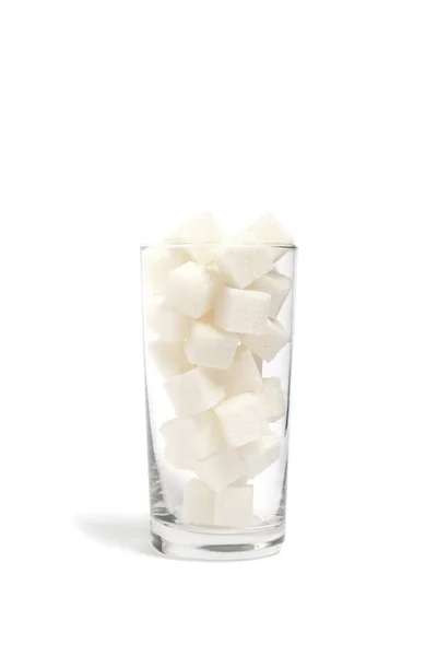 Refined Sugar Cubes Clear Glass Glass — Stock Photo, Image