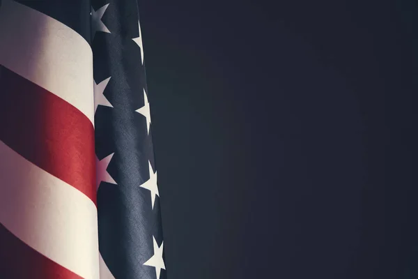 Standing Flag United States America Dark Gray Background Banner America — Stock Photo, Image