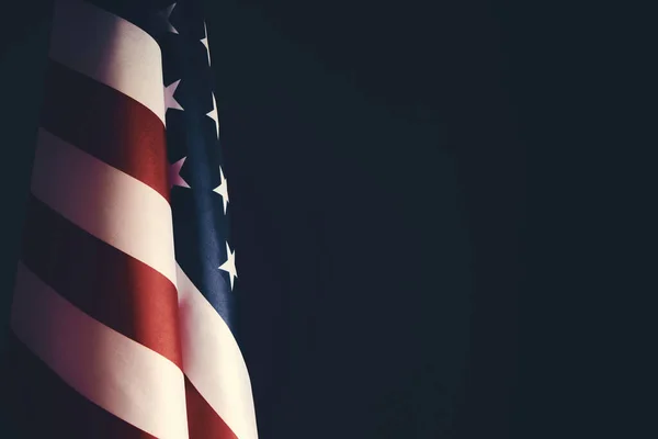 Koyu Gri Arka Planda Amerika Birleşik Devletleri Bayrağı Amerika Nın — Stok fotoğraf