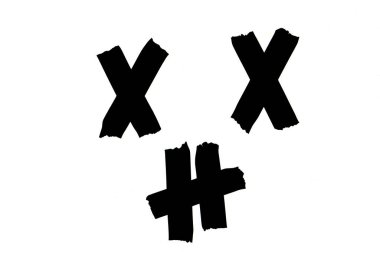 Gözler ve ağız beyaz arka planda siyah boya ile boyanır, yüz ifadesi ve duygu.