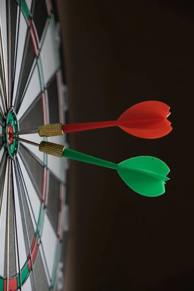 Dartboard Darts Stuck Right Center Target — Stock Photo, Image