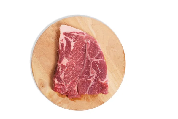 Duży Kawałek Świeżego Mięsa Wołowego Desce Krojenia — Zdjęcie stockowe