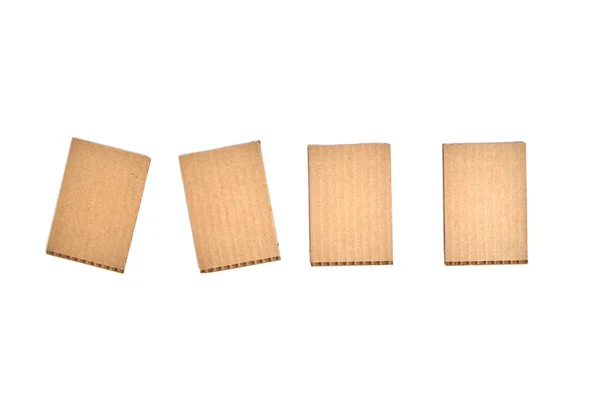Vier Pappkarten Auf Weißem Hintergrund Vorlage Blanko — Stockfoto