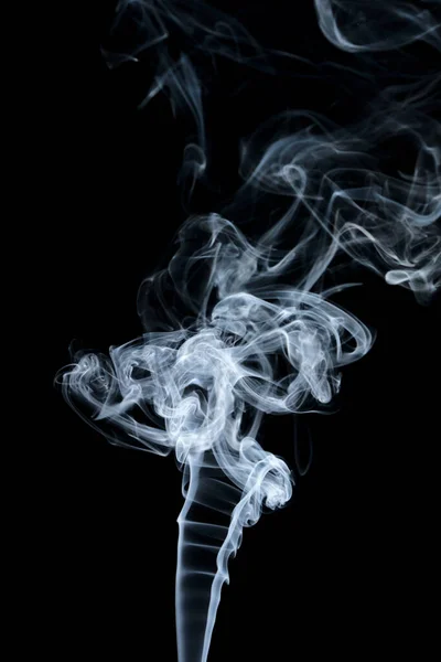 Nuvole Riccioli Fumo Sfondo Nero — Foto Stock