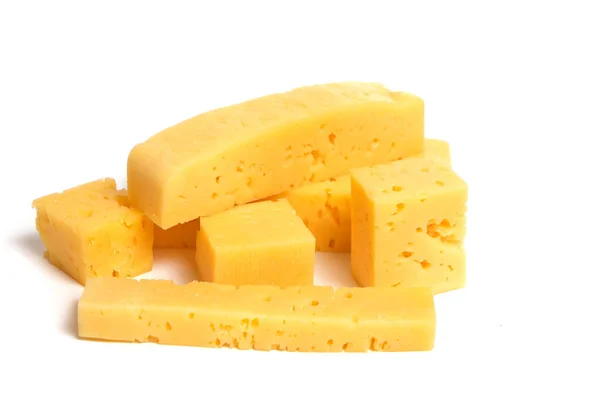 Slices Sliced Cheese White Background — Zdjęcie stockowe