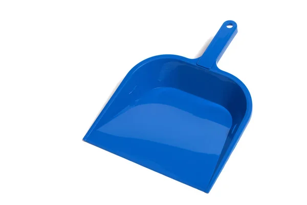 Dustpan Collecting Garbage Blue Color White Background Isolate — стоковое фото