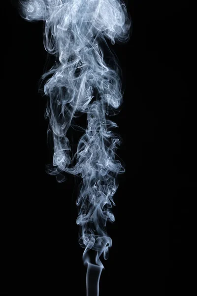 Nuvole Riccioli Fumo Sfondo Nero — Foto Stock