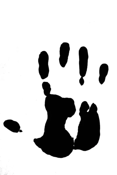 Чорний Відбиток Правої Долоні Руки Білому Тлі — стокове фото
