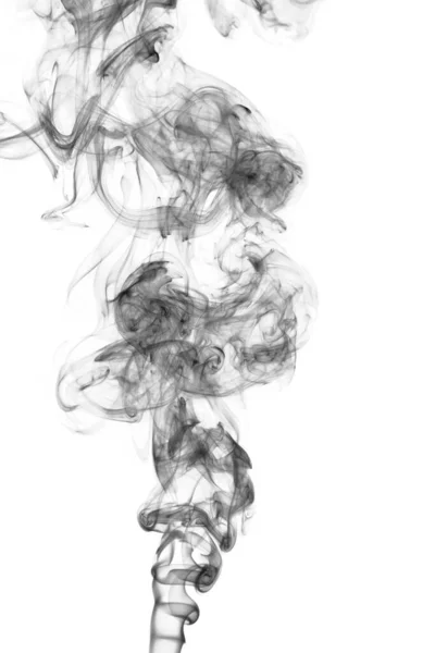 Lockenstrahl Schwarzer Rauch Auf Weißem Hintergrund — Stockfoto