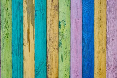 Bright multicolored background of painted boards