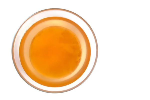 Kombucha Glass Cup White Background Healthy Delicious Drink Top View — Foto de Stock