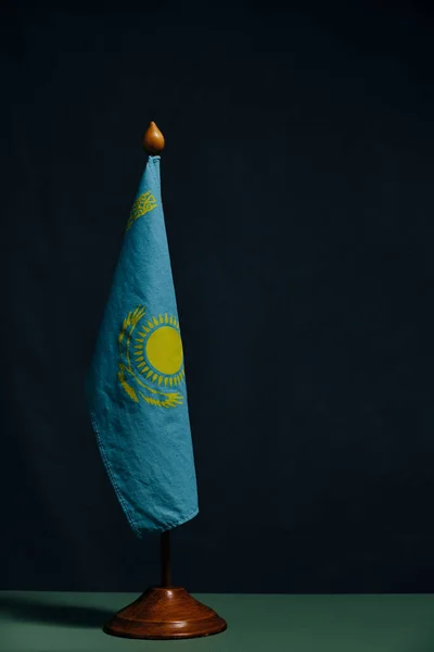 National Flag Republic Kazakhstan Black Background — Photo