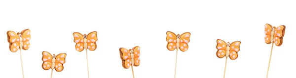 甜饼干 冰棍在形式蝴蝶白色背景 — 图库照片