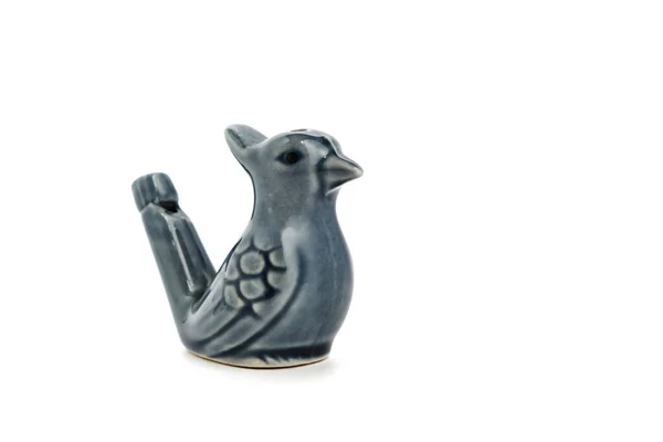 Porcelain Whistle Form Bird Children Toy White Background — Stock Photo, Image