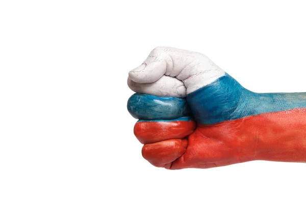 Yumruk Rusya Federasyonu Nun Beyaz Arka Planında Renklerle Boyanmış — Stok fotoğraf