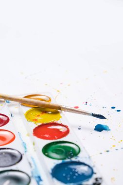 Parlak suluboya boya boya ve suluboya resim için beyaz arka planlı bir fırça ayarla